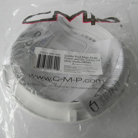 NEW CMP Gunite Pool Main Drain Frame & 8" Galaxy Lid White Anti-Vortex 25531-000 - Picture 2 of 3
